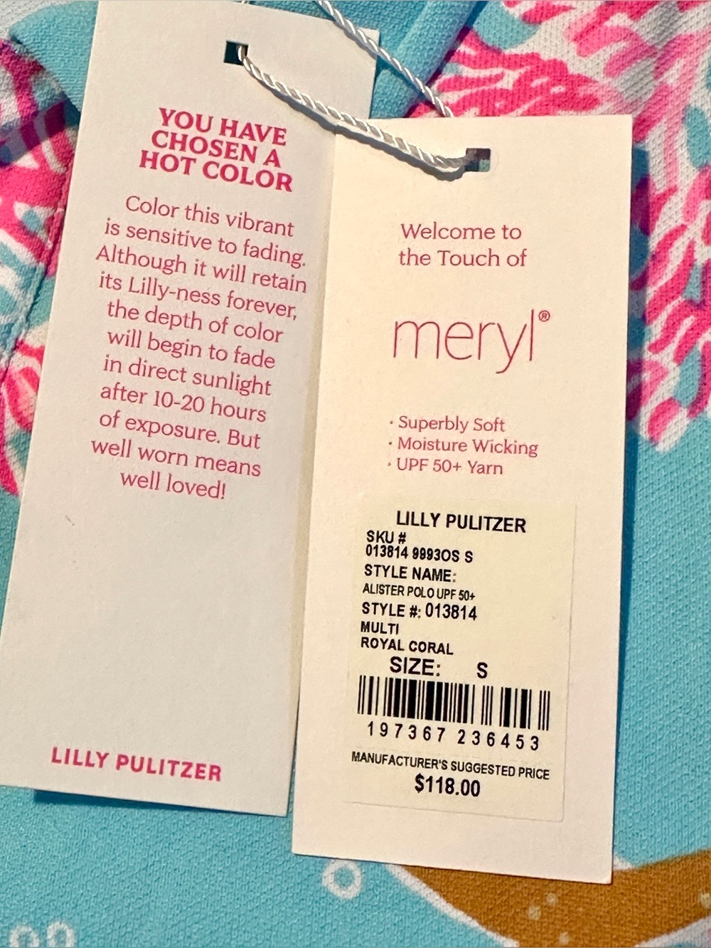 Lilly Pulitzer NEW! Small Alister Luxletic Polo Tank in Multi Royal Coral UPF50 - Picture 6 of 6
